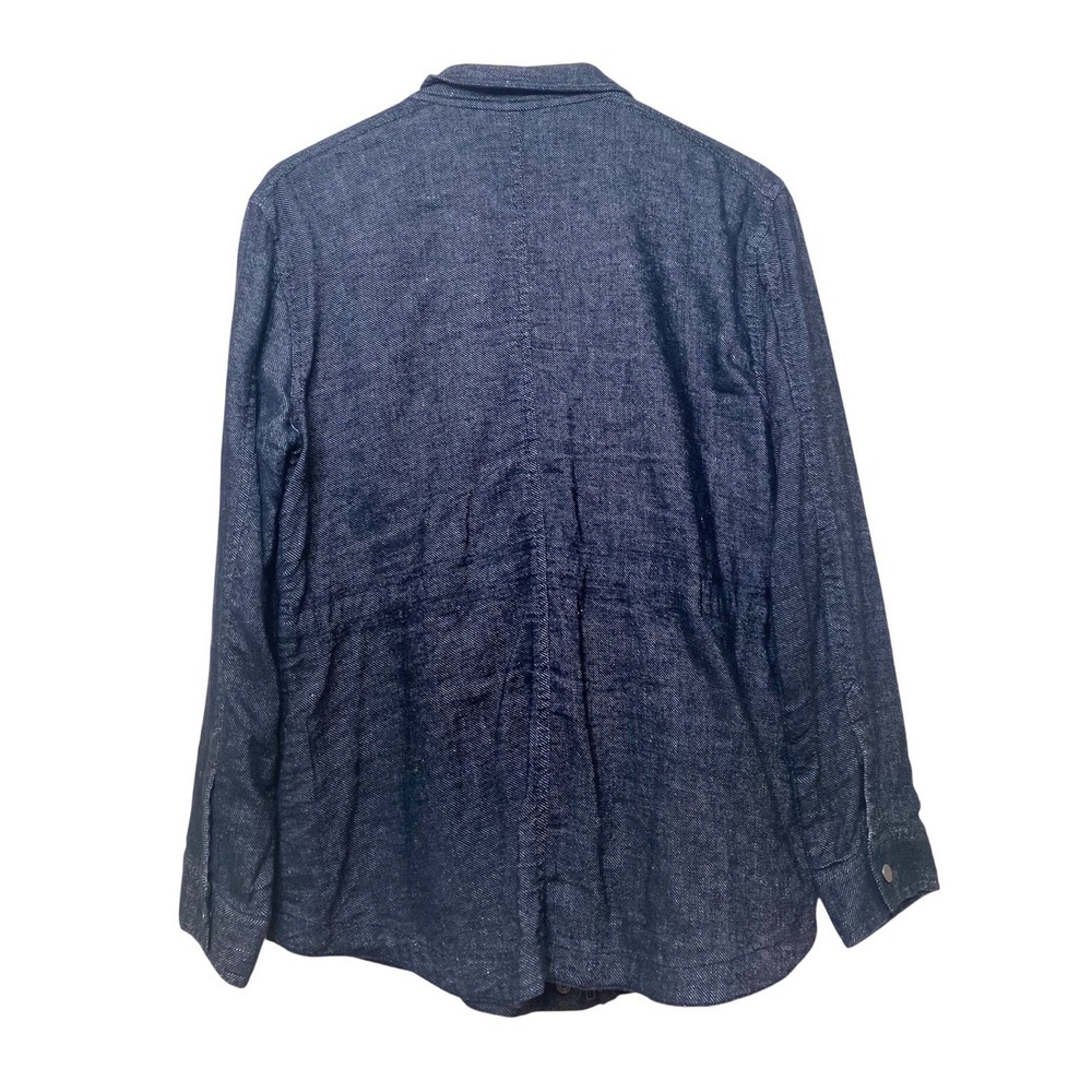 Eileen Fisher Womens Dark Wash Denim Cotton Linen Utility Jacket Blue Size Med - Picture 4 of 4